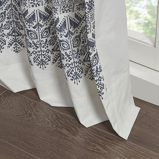 INK+IVY Mila 50"W X 84"L Cotton Printed With Chenille Detail And Lining Rod Pocket Light-Filtering Single Curtain Panel
