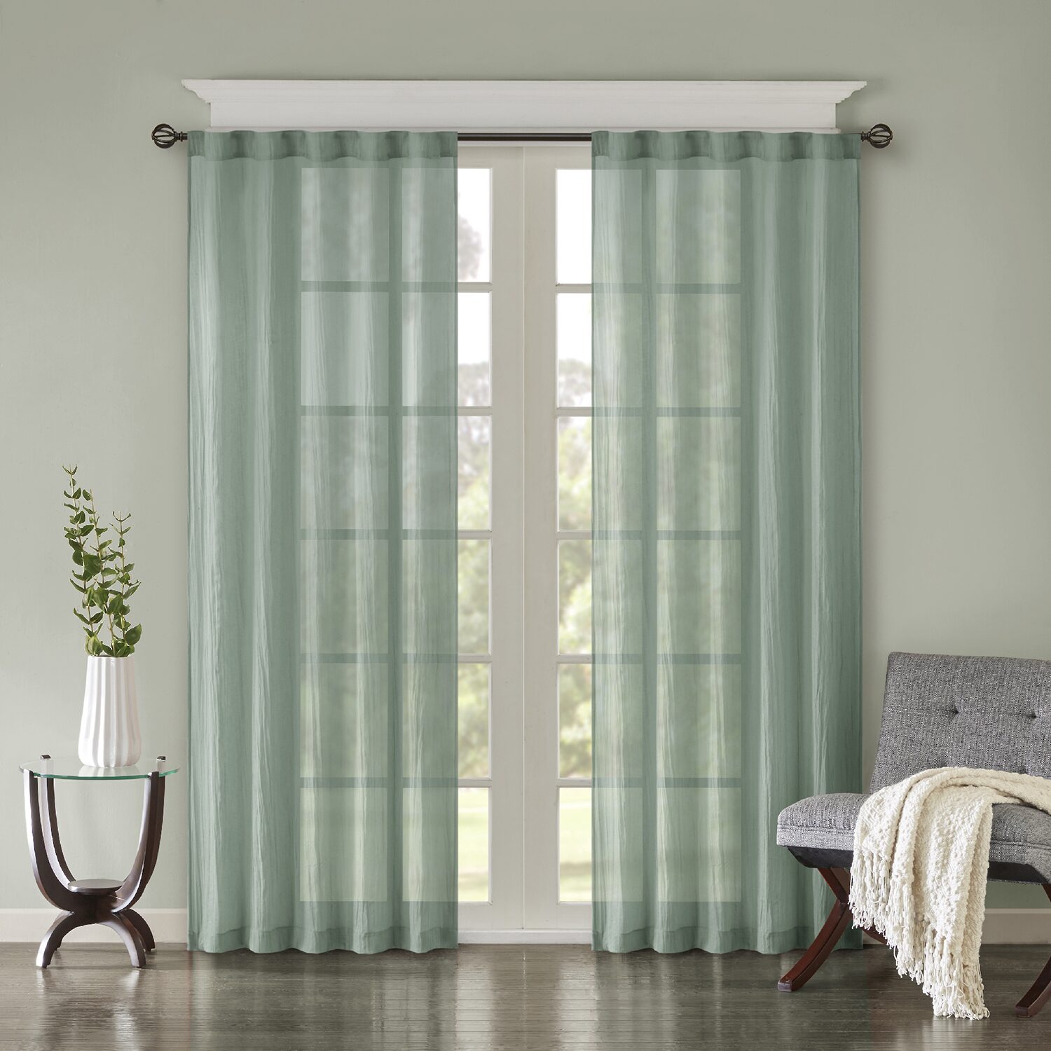 Madison Park Kaylee Rod Pocket Sheer Set of 2 Curtain Panel