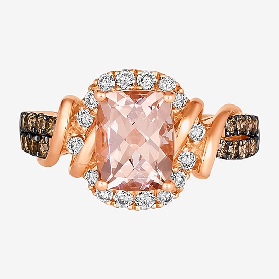 Le Vian® Ring featuring 1 1/2 CT. Peach Morganite™ 1/3 CT. Nude Diamonds™ 1/3 CT. Chocolate Diamonds® set in 14K Strawberry Gold®