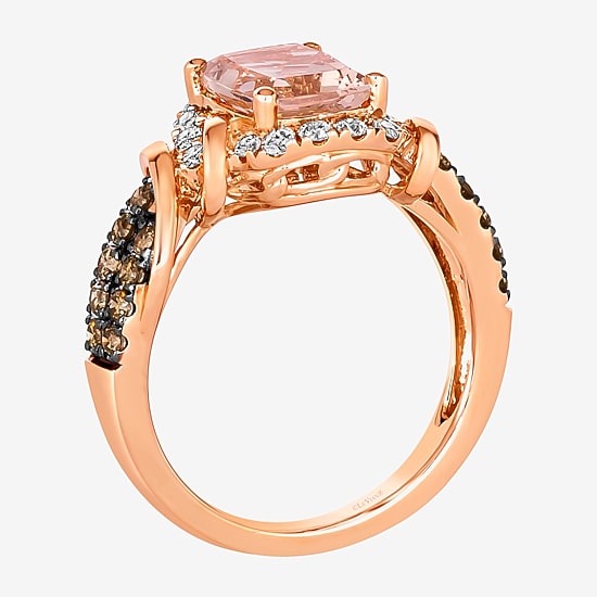 Le Vian® Ring featuring 1 1/2 CT. Peach Morganite™ 1/3 CT. Nude Diamonds™ 1/3 CT. Chocolate Diamonds® set in 14K Strawberry Gold®
