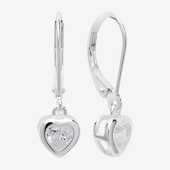 Silver Treasures Womens Cubic Zirconia Sterling Silver Hypoallergenic Drop Earrings
