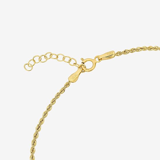 Womens 10K Gold 9 Inch Hollow Rope Ankle Bracelet