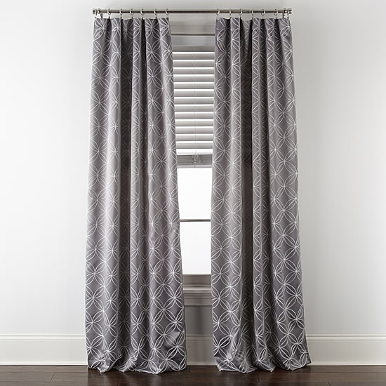 Regal Home Perth Geometric Embroidery Rod Pocket Blackout Set of 2 Curtain Panel