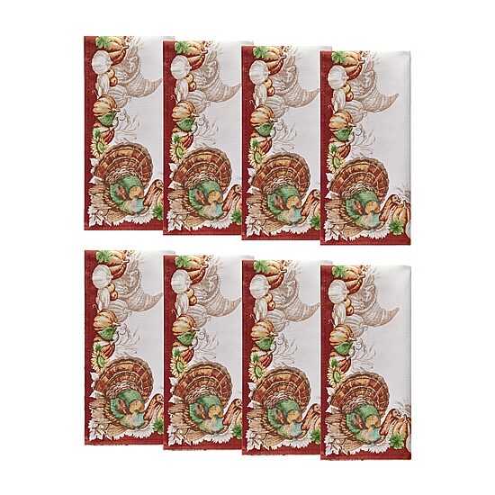 Threadmade Holiday Turkey Set 8-pc. Napkins