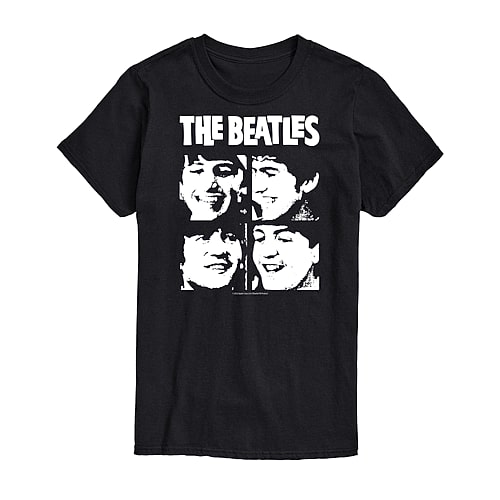 Mens Short Sleeve The Beatles Graphic T-Shirt, Medium, Black