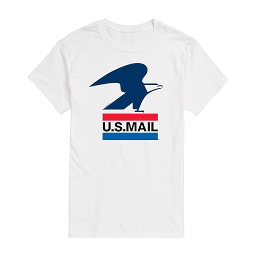 Mens Short Sleeve U.S. Mail Graphic T-Shirt, Small, White