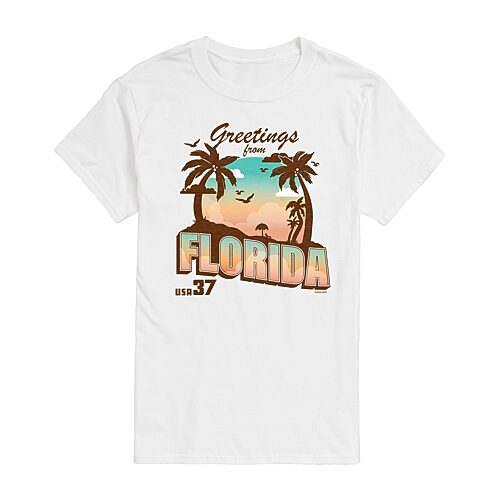 Mens Short Sleeve Florida Graphic T-Shirt, Small, White