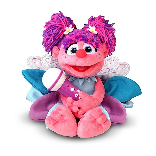 Singing Machine Plush Toy Karaoke Backpack with Microphone, Speaker, Songs Sound Effects, Sesame Street Abby Caddaby - Pink