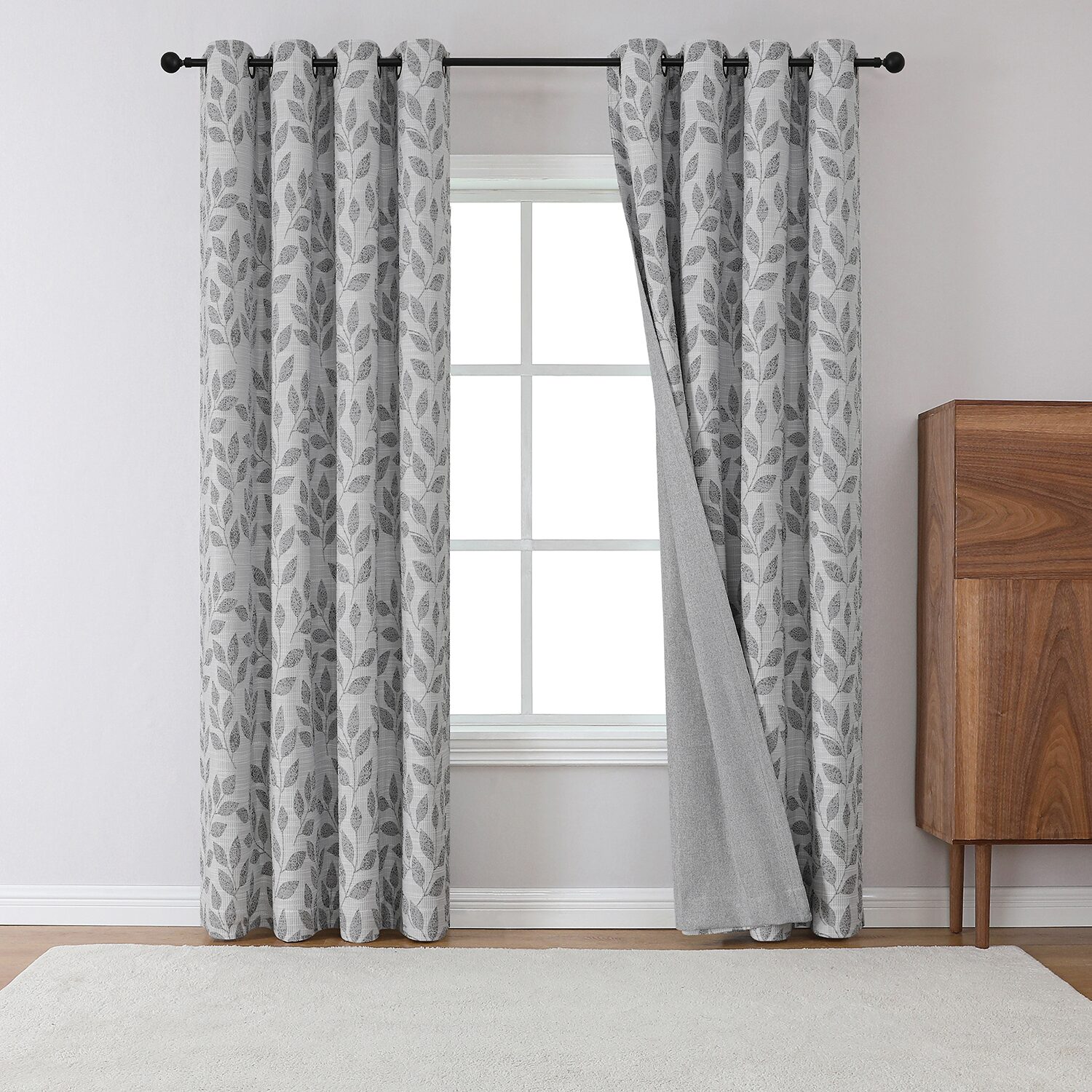Max Blackout Leaf Reversible Grommet Top Energy Saving 100% Single Curtain Panel