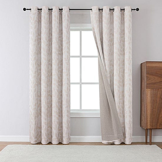 Max Blackout Leaf Reversible Grommet Top Energy Saving 100% Blackout Single Curtain Panel