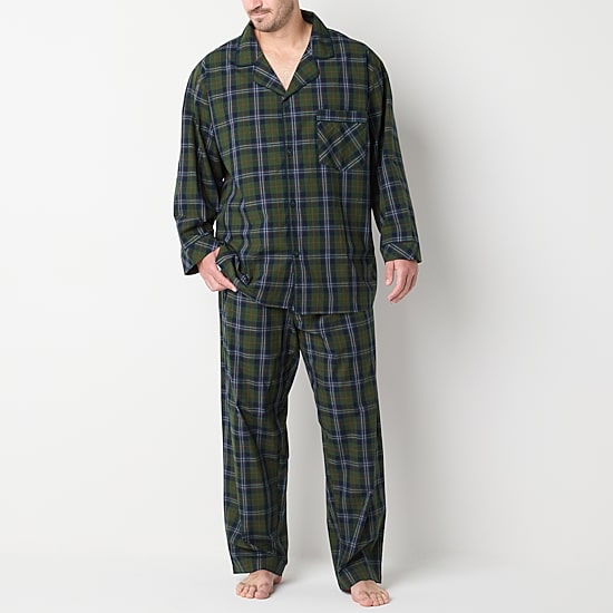 Stafford Modal Mens Long Sleeve 2-pc. Big Pajama Set