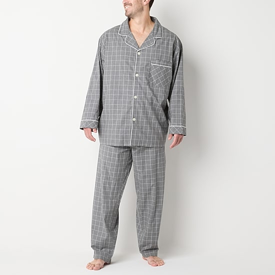 Stafford Modal Mens Long Sleeve 2-pc. Big Pajama Set