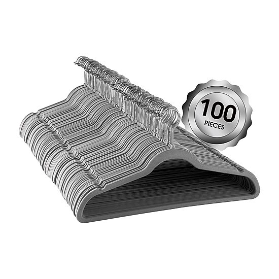 Elama Velvet Slim Profile Heavy Duty Felt 100-pc. Plastic Hangers