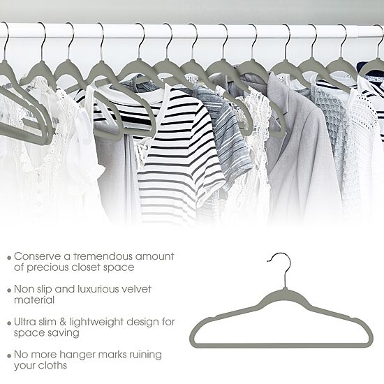 Elama Velvet Slim Profile Heavy Duty Felt 100-pc. Plastic Hangers
