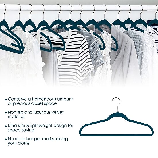 Elama Velvet Slim Profile Heavy Duty Felt 30-pc. Plastic Hangers