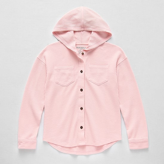Thereabouts Waffle Little & Big Kid Girls Lightweight Shirt Jacket