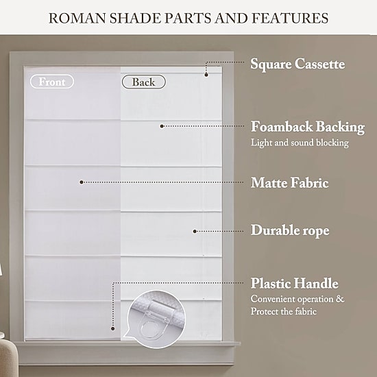Madison Park Galen Matte Cordless Room Darkening Roman Shade