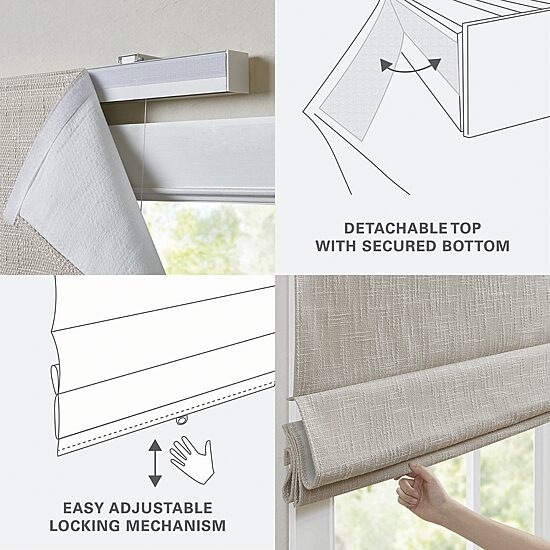 Madison Park Quincy Cordless 100% Blackout Roman Shade