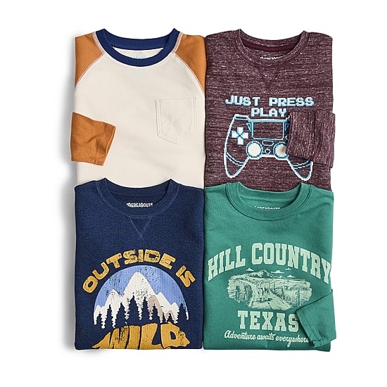 Thereabouts Little & Big Kid Boys Crew Neck Long Sleeve Regular Fit Graphic T-Shirt