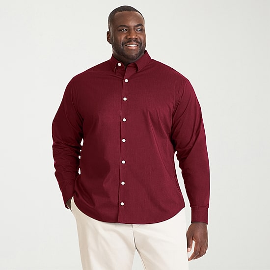 Van Heusen Cronbie Mens Long Sleeve Regular Fit Stretch Fabric Big and Tall Button-Down Shirt