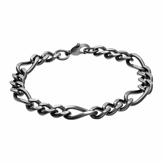 Mens Stainless Steel 8 1/2 Inch Figaro Chain Bracelet
