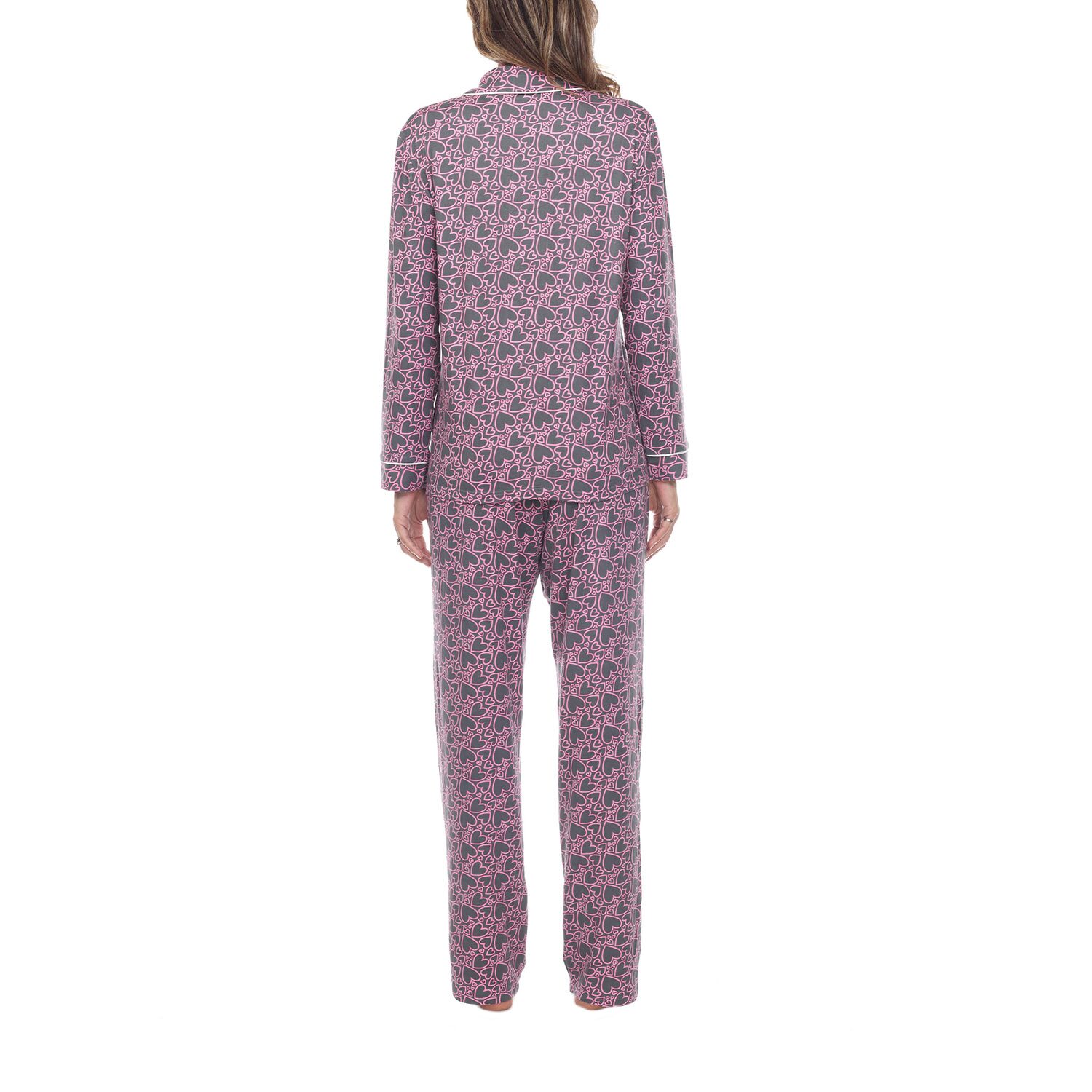 White Mark Womens Long Sleeve 2-pc. Pajama Set