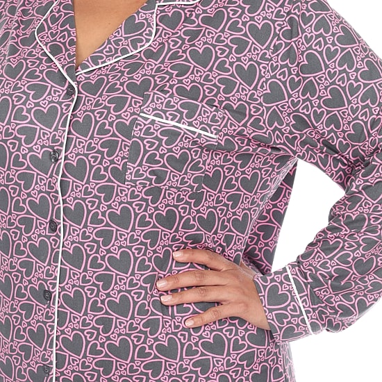 White Mark Womens Long Sleeve 2-pc. Plus Pajama Set