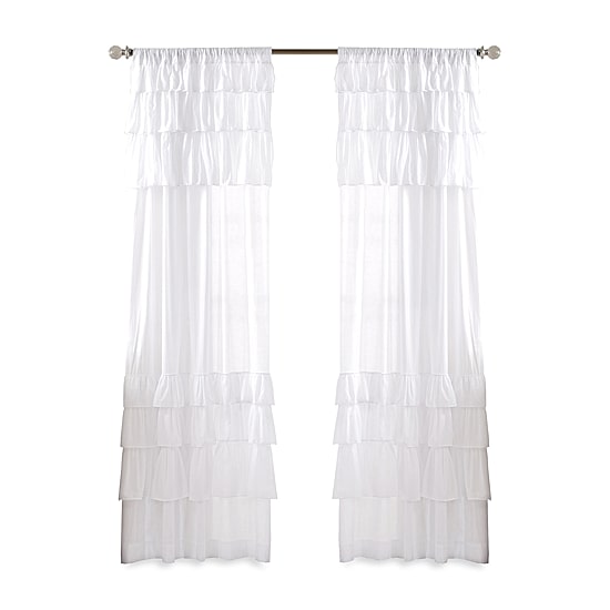 Madison Park Joycelyn Cotton Oversized Ruffle Rod Pocket Light-Filtering Single Curtain Panel
