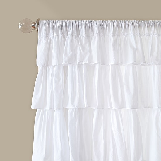 Madison Park Joycelyn Cotton Oversized Ruffle Rod Pocket Light-Filtering Single Curtain Panel