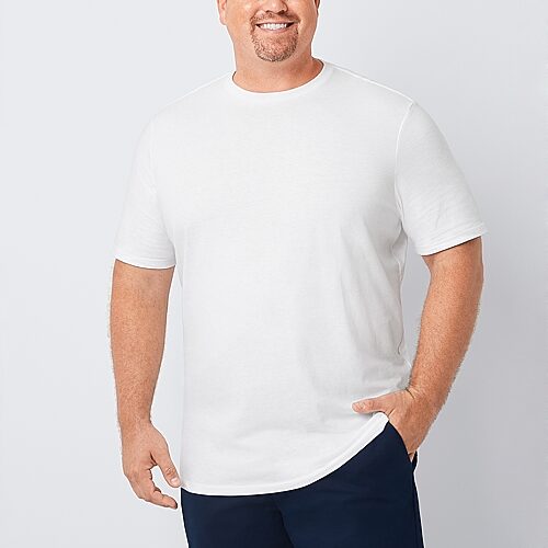 Shaquille O'Neal XLG Ribbed Dropneedle Mens Crew Neck Short Sleeve Big and Tall T-Shirt, 3x-large, White