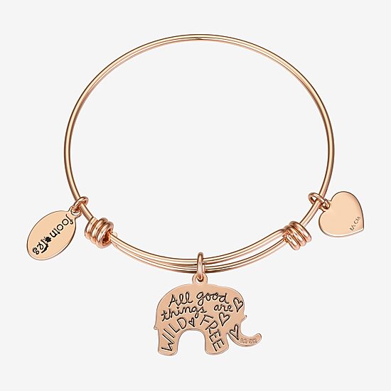 Footnotes Elephant Womens Stainless Steel Bangle Bracelet