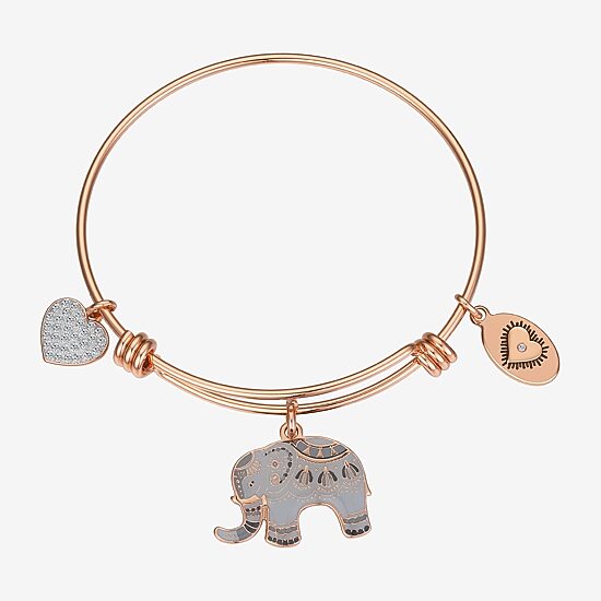 Footnotes Elephant Womens Stainless Steel Bangle Bracelet