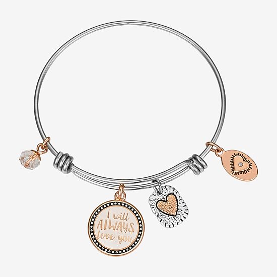 Footnotes Mother & Daughter Womens Stainless Steel Round Bangle Bracelet