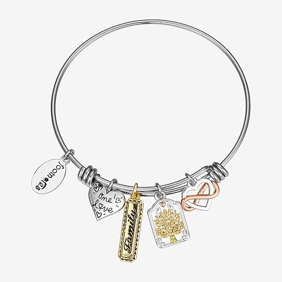 Footnotes Family Tree Womens Stainless Steel Heart Infinity Bangle Bracelet