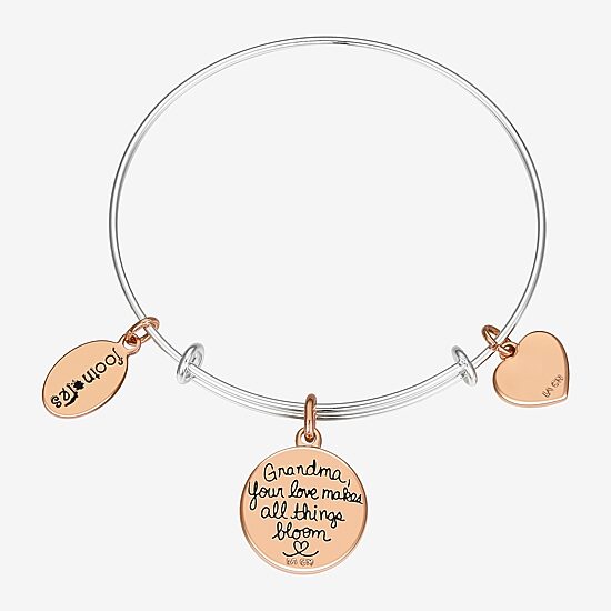 Footnotes Grandma Womens Stainless Steel Flower Bangle Bracelet