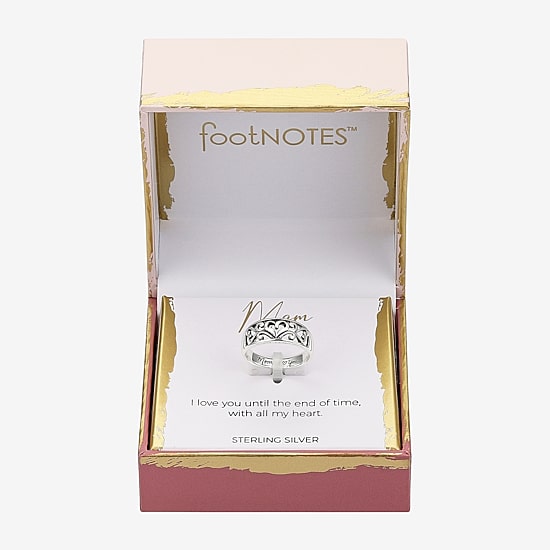 Footnotes Filigree Mom Womens 3.5MM Sterling Silver Heart Band