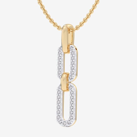 (G-H / Si1-Si2) Womens 1/6 CT. T.W. Lab Grown White Diamond 10K Gold Paperclip 18 Inch Pendant Necklace