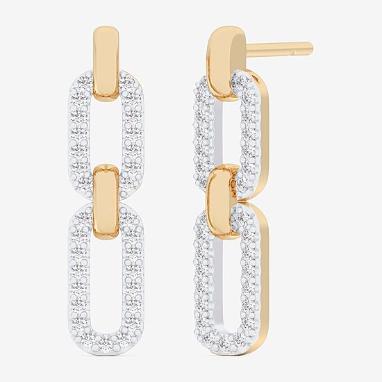 (G-H / Si1-Si2) Womens 1/4 CT. T.W. Lab Grown White Diamond 10K Gold Paperclip Drop Earrings