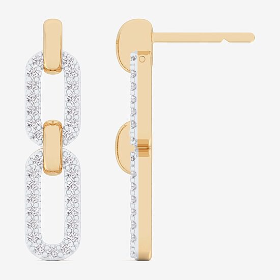 (G-H / Si1-Si2) Womens 1/4 CT. T.W. Lab Grown White Diamond 10K Gold Paperclip Drop Earrings