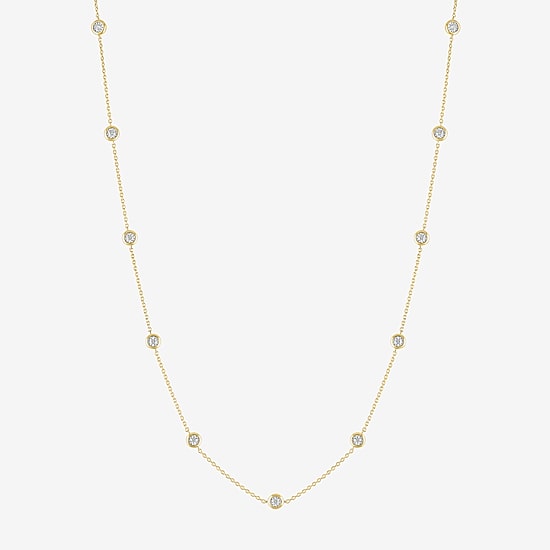 Diamond Addiction 1/4 CT.T.W. - 1/2 CT. T.W. (G-H / Si2-I1)  Lab-Grown Diamond Station Necklace in Sterling Silver Or 14k Gold Over Silver