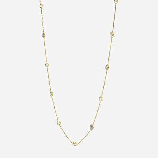 Diamond Addiction 1/4 CT.T.W. - 1/2 CT. T.W. (G-H / Si2-I1)  Lab-Grown Diamond Station Necklace in Sterling Silver Or 14k Gold Over Silver