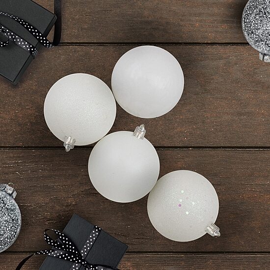 Northlight White 4-Finish Ball 16-pc. Christmas Ornament