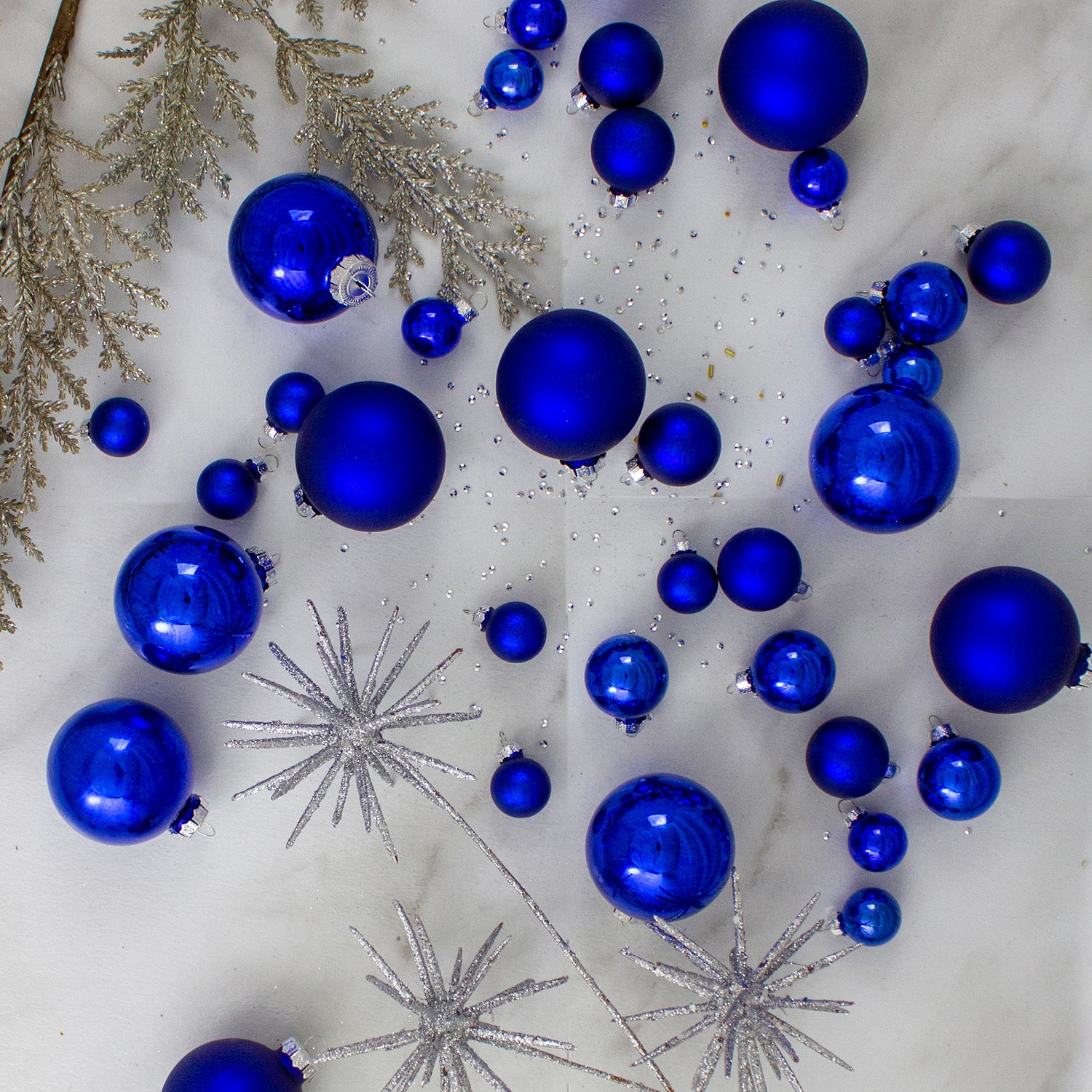 Northlight Shiny And Matte Assorted Glass Ball 1"-2.5" (63mm) 40ct 40-pc. Christmas Ornament