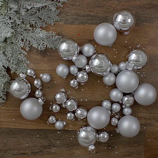 Northlight Silver Glass Ball 40-pc. Christmas Ornament