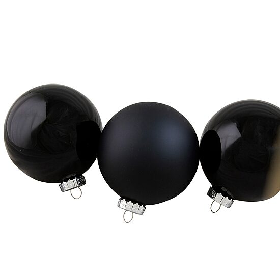 Northlight 2-Finish Glass Black Ball 4-pc. Christmas Ornament