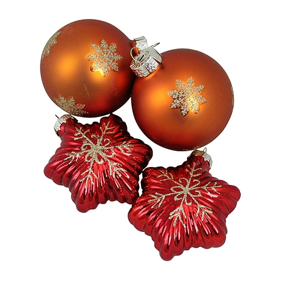 Northlight Stars And Orange Balls 4-pc. Christmas Ornament