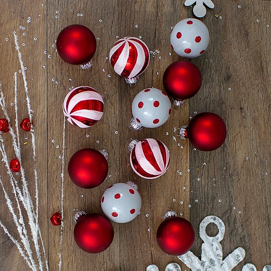 Northlight Glass 3-Finish Ball 12-pc. Christmas Ornament