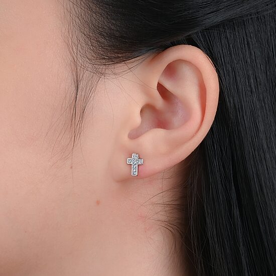 Womens Cubic Zirconia Sterling Silver Heart 3 Pair Earring Set