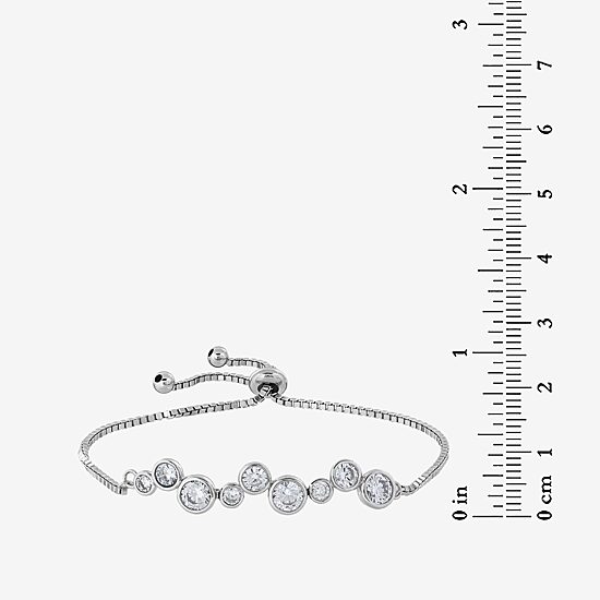 Womens 4 1/4 CT. T.W. Cubic Zirconia Sterling Silver Bolo Bracelet