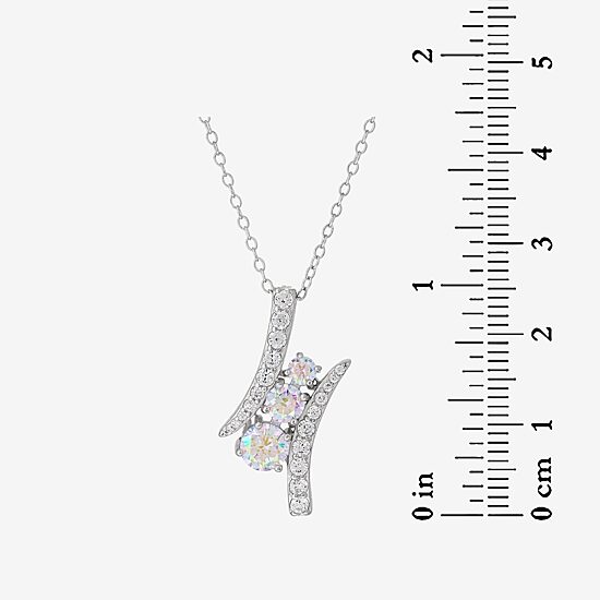 DiamonArt® Preciosa Aurora Borealis Womens 2 1/5 CT. T.W. White Cubic Zirconia Sterling Silver Curved Pendant Necklace